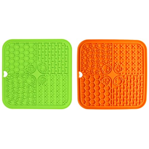 2 Stück Silikon Schleckmatte für Hunde Katze [Upgrad Extra großer Saugnapf] 20cm Leckmatte Hund Slow Feeder, Hund Lick Mat Haustier Futtermatten für Hundeleckerli, Katzenfutter (B, 20x20x1cm) von AidSci