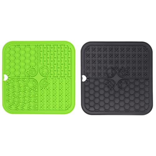 2 Stück Silikon Schleckmatte für Hunde Katze [Upgrad Extra großer Saugnapf] 20cm Leckmatte Hund Slow Feeder, Hund Lick Mat Haustier Futtermatten für Hundeleckerli, Katzenfutter (C, 20x20x1cm) von AidSci