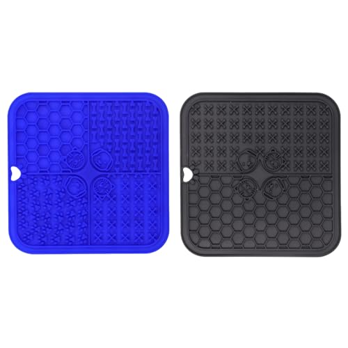 2 Stück Silikon Schleckmatte für Hunde Katze [Upgrad Extra großer Saugnapf] 20cm Leckmatte Hund Slow Feeder, Hund Lick Mat Haustier Futtermatten für Hundeleckerli, Katzenfutter (G, 20x20x1cm) von AidSci