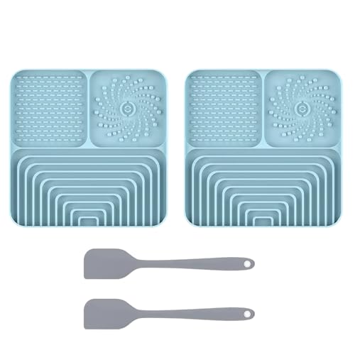 2 Stück Silikon Schleckmatte für Hunde Katze [Upgrad großer Saugnapf] Leckmatte Hund Slow Feeder mit Silikonspatel, Lick Mat Haustier Futtermatten für Hundeleckerli & Katzenfutter (A, 30x20x2,9cm) von AidSci