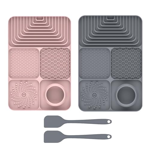 2 Stück Silikon Schleckmatte für Hunde Katze [Upgrad großer Saugnapf] Leckmatte Hund Slow Feeder mit Silikonspatel, Lick Mat Haustier Futtermatten für Hundeleckerli & Katzenfutter (B, 30x20x2,9cm) von AidSci