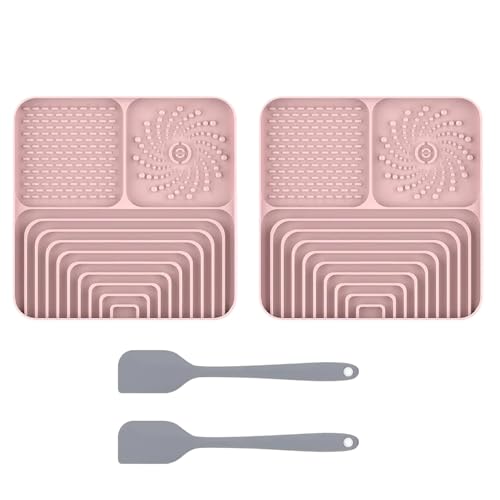 2 Stück Silikon Schleckmatte für Hunde Katze [Upgrad großer Saugnapf] Leckmatte Hund Slow Feeder mit Silikonspatel, Lick Mat Haustier Futtermatten für Hundeleckerli & Katzenfutter (B, 30x20x2,9cm) von AidSci
