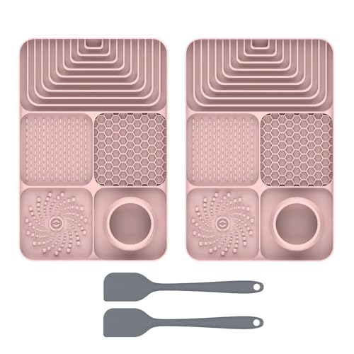 2 Stück Silikon Schleckmatte für Hunde Katze [Upgrad großer Saugnapf] Leckmatte Hund Slow Feeder mit Silikonspatel, Lick Mat Haustier Futtermatten für Hundeleckerli & Katzenfutter (B, 30x20x2,9cm) von AidSci
