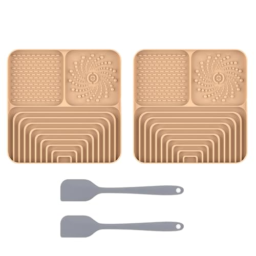 2 Stück Silikon Schleckmatte für Hunde Katze [Upgrad großer Saugnapf] Leckmatte Hund Slow Feeder mit Silikonspatel, Lick Mat Haustier Futtermatten für Hundeleckerli & Katzenfutter (C, 30x20x2,9cm) von AidSci