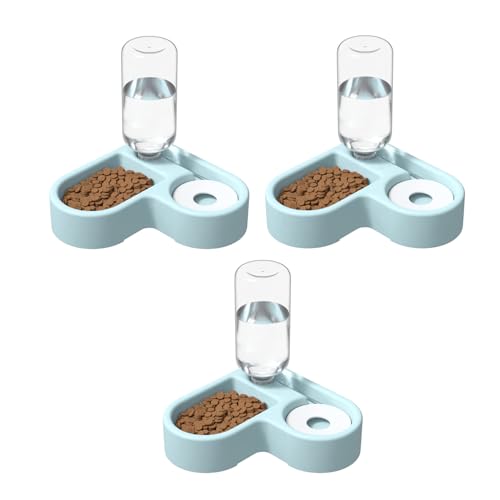 2-in-1 Katze Futternapf und Wassernapf Set, 3er Set Katzennapf Katzennäpfe mit 500ml Automatischer Siphon-Wasserspender für Haustiere, Katzenfutter und Wassernapf für Katzen und Kleine Hunde (A) von AidSci