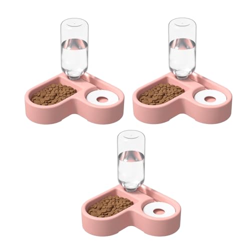 2-in-1 Katze Futternapf und Wassernapf Set, 3er Set Katzennapf Katzennäpfe mit 500ml Automatischer Siphon-Wasserspender für Haustiere, Katzenfutter und Wassernapf für Katzen und Kleine Hunde (B) von AidSci