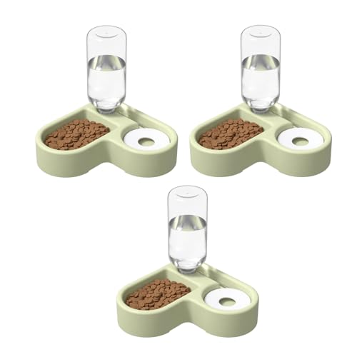 2-in-1 Katze Futternapf und Wassernapf Set, 3er Set Katzennapf Katzennäpfe mit 500ml Automatischer Siphon-Wasserspender für Haustiere, Katzenfutter und Wassernapf für Katzen und Kleine Hunde (D) von AidSci
