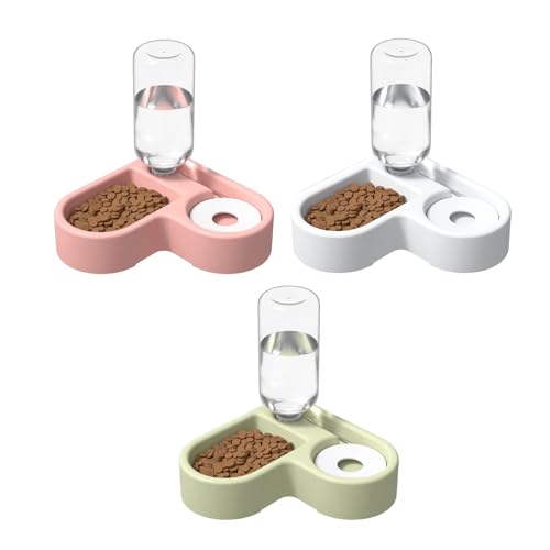 2-in-1 Katze Futternapf und Wassernapf Set, 3er Set Katzennapf Katzennäpfe mit 500ml Automatischer Siphon-Wasserspender für Haustiere, Katzenfutter und Wassernapf für Katzen und Kleine Hunde (G) von AidSci