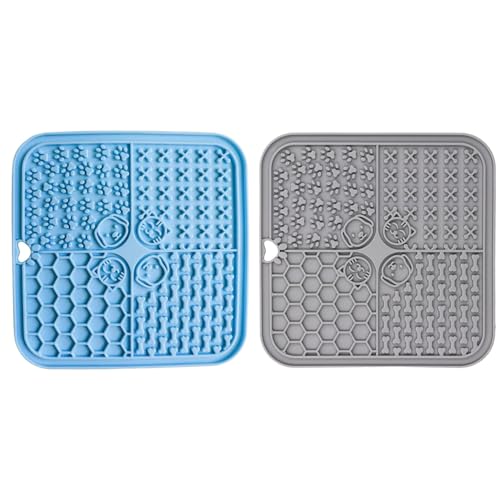 2er Set Silikon Schleckmatte für Hunde Katze [Upgrad Extra großer Saugnapf] 20cm Leckmatte Hund Slow Feeder, Hund Lick Mat Haustier Futtermatten für Hundeleckerli, Katzenfutter (A, 20x20x10cm) von AidSci