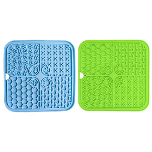 2er Set Silikon Schleckmatte für Hunde Katze [Upgrad Extra großer Saugnapf] 20cm Leckmatte Hund Slow Feeder, Hund Lick Mat Haustier Futtermatten für Hundeleckerli, Katzenfutter (B, 20x20x10cm) von AidSci