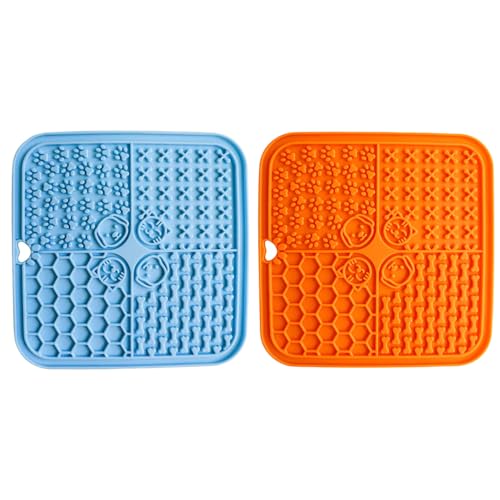 2er Set Silikon Schleckmatte für Hunde Katze [Upgrad Extra großer Saugnapf] 20cm Leckmatte Hund Slow Feeder, Hund Lick Mat Haustier Futtermatten für Hundeleckerli, Katzenfutter (C, 20x20x10cm) von AidSci