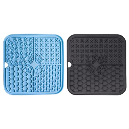 2er Set Silikon Schleckmatte für Hunde Katze [Upgrad Extra großer Saugnapf] 20cm Leckmatte Hund Slow Feeder, Hund Lick Mat Haustier Futtermatten für Hundeleckerli, Katzenfutter (D, 20x20x10cm) von AidSci