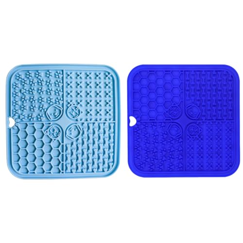 2er Set Silikon Schleckmatte für Hunde Katze [Upgrad Extra großer Saugnapf] 20cm Leckmatte Hund Slow Feeder, Hund Lick Mat Haustier Futtermatten für Hundeleckerli, Katzenfutter (E, 20x20x10cm) von AidSci