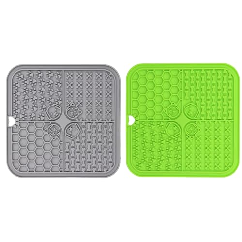 2er Set Silikon Schleckmatte für Hunde Katze [Upgrad Extra großer Saugnapf] 20cm Leckmatte Hund Slow Feeder, Hund Lick Mat Haustier Futtermatten für Hundeleckerli, Katzenfutter (F, 20x20x10cm) von AidSci
