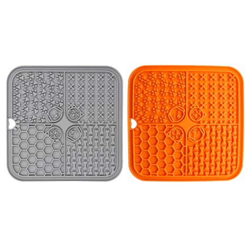 2er Set Silikon Schleckmatte für Hunde Katze [Upgrad Extra großer Saugnapf] 20cm Leckmatte Hund Slow Feeder, Hund Lick Mat Haustier Futtermatten für Hundeleckerli, Katzenfutter (G, 20x20x10cm) von AidSci