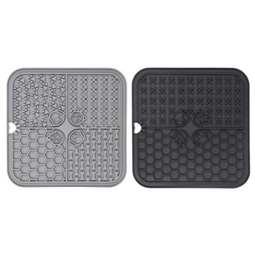 2er Set Silikon Schleckmatte für Hunde Katze [Upgrad Extra großer Saugnapf] 20cm Leckmatte Hund Slow Feeder, Hund Lick Mat Haustier Futtermatten für Hundeleckerli, Katzenfutter (H, 20x20x10cm) von AidSci