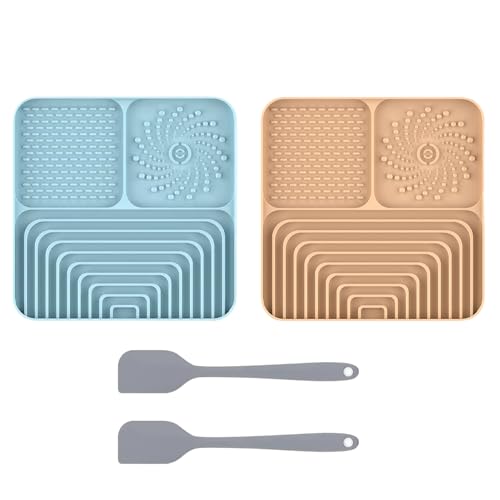 2er Set Silikon Schleckmatte für Hunde Katze [Upgrad großer Saugnapf] Leckmatte Hund Slow Feeder mit Silikonspatel, Lick Mat Haustier Futtermatten für Hundeleckerli & Katzenfutter (B, 30x20x2.9cm) von AidSci