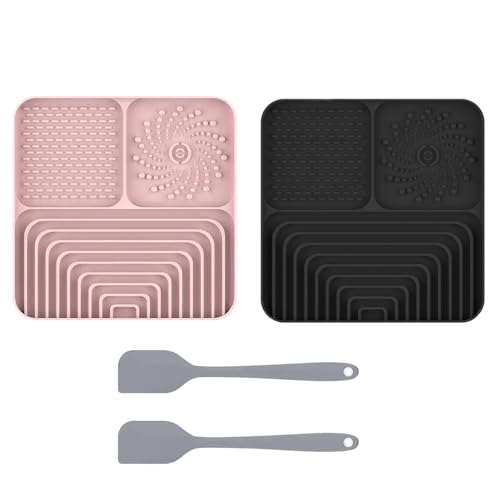 2er Set Silikon Schleckmatte für Hunde Katze [Upgrad großer Saugnapf] Leckmatte Hund Slow Feeder mit Silikonspatel, Lick Mat Haustier Futtermatten für Hundeleckerli & Katzenfutter (C, 30x20x2,9cm) von AidSci