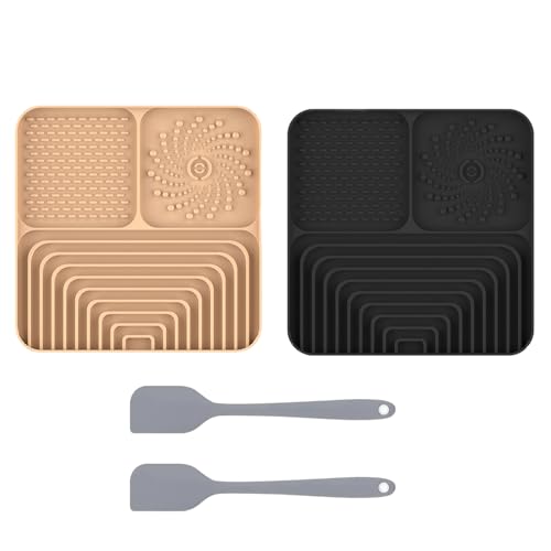 2er Set Silikon Schleckmatte für Hunde Katze [Upgrad großer Saugnapf] Leckmatte Hund Slow Feeder mit Silikonspatel, Lick Mat Haustier Futtermatten für Hundeleckerli & Katzenfutter (F, 30x20x2,9cm) von AidSci