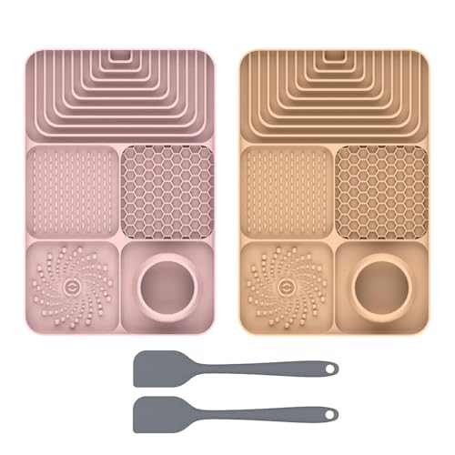 2er Set Silikon Schleckmatte für Hunde Katze [Upgrad großer Saugnapf] Leckmatte Hund Slow Feeder mit Silikonspatel, Lick Mat Haustier Futtermatten für Hundeleckerli & Katzenfutter (F, 30x20x2.9cm) von AidSci