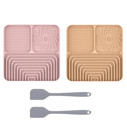 2er Set Silikon Schleckmatte für Hunde Katze [Upgrad großer Saugnapf] Leckmatte Hund Slow Feeder mit Silikonspatel, Lick Mat Haustier Futtermatten für Hundeleckerli & Katzenfutter (F, 30x20x2.9cm) von AidSci