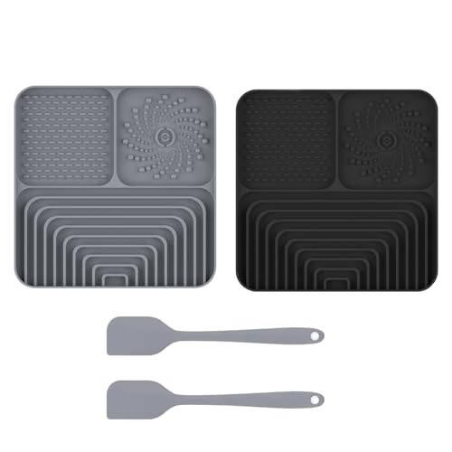 2er Set Silikon Schleckmatte für Hunde Katze [Upgrad großer Saugnapf] Leckmatte Hund Slow Feeder mit Silikonspatel, Lick Mat Haustier Futtermatten für Hundeleckerli & Katzenfutter (J, 30x20x2,9cm) von AidSci