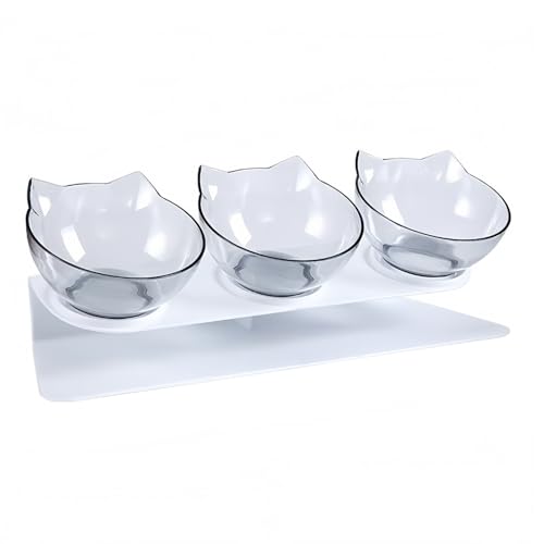 3-in-1 Futternäpfe Katzen Futter, 15 ° Kippbare Katzennäpfe Wassernapf, Groß Kunststoff Katzenfutter Katzenfutter Schale Katze Futternäpfe Katzennäpfe für Katzen Hunde Futter Wasser (A) von AidSci