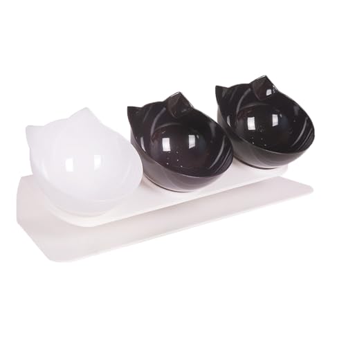 3-in-1 Futternäpfe Katzen Futter, 15 ° Kippbare Katzennäpfe Wassernapf, Groß Kunststoff Katzenfutter Katzenfutter Schale Katze Futternäpfe Katzennäpfe für Katzen Hunde Futter Wasser (E) von AidSci