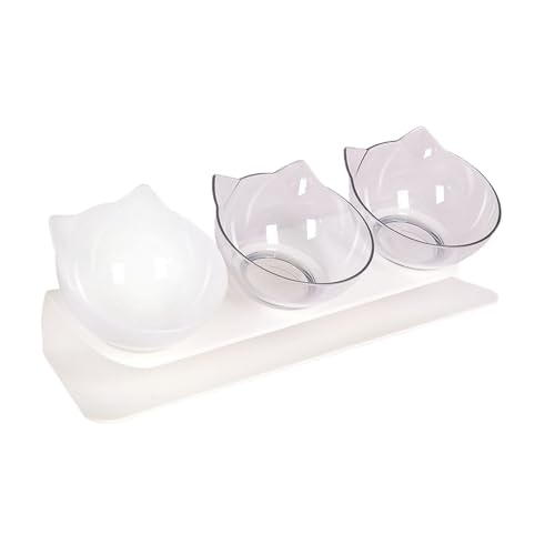 3-in-1 Futternäpfe Katzen Futter, 15 ° Kippbare Katzennäpfe Wassernapf, Groß Kunststoff Katzenfutter Katzenfutter Schale Katze Futternäpfe Katzennäpfe für Katzen Hunde Futter Wasser (F) von AidSci