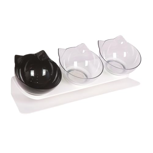 3-in-1 Futternäpfe Katzen Futter, 15 ° Kippbare Katzennäpfe Wassernapf, Groß Kunststoff Katzenfutter Katzenfutter Schale Katze Futternäpfe Katzennäpfe für Katzen Hunde Futter Wasser (G) von AidSci