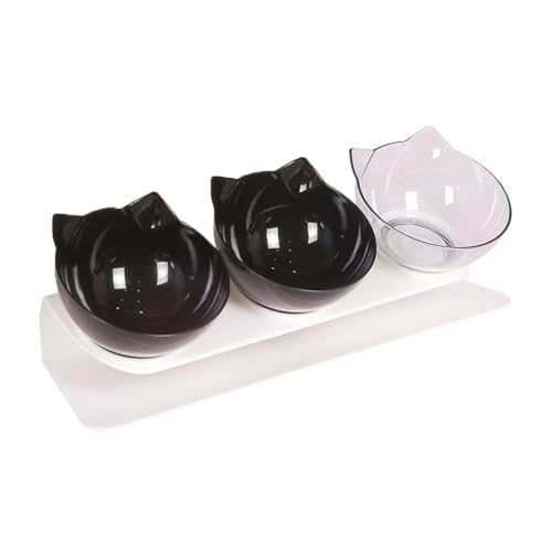 3-in-1 Futternäpfe Katzen Futter, 15 ° Kippbare Katzennäpfe Wassernapf, Groß Kunststoff Katzenfutter Katzenfutter Schale Katze Futternäpfe Katzennäpfe für Katzen Hunde Futter Wasser (H) von AidSci