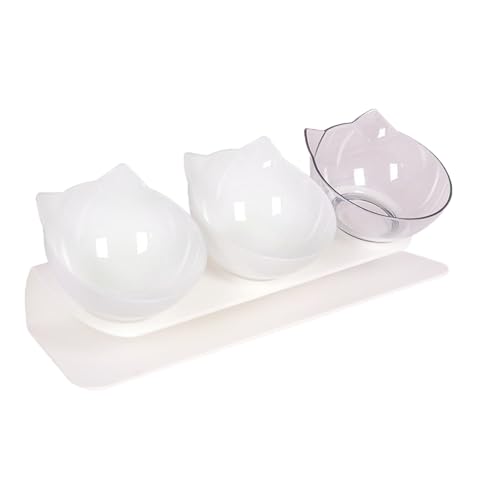 3-in-1 Futternäpfe Katzen Futter, 15 ° Kippbare Katzennäpfe Wassernapf, Groß Kunststoff Katzenfutter Katzenfutter Schale Katze Futternäpfe Katzennäpfe für Katzen Hunde Futter Wasser (J) von AidSci