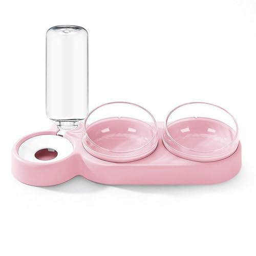 3-in-1 Katze Futternapf und Wassernapf Set, 4er Set Katzennapf Doppel-Katzennäpfe mit Wasserspender für Haustiere, 15° geneigte Katzenfutter und Wassernapf für Katzen und Kleine Hunde (E) von AidSci