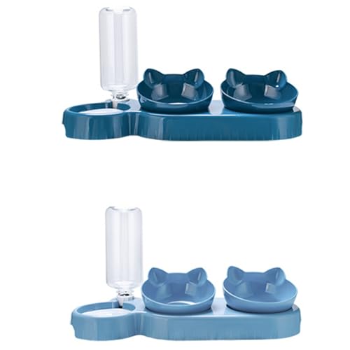 3-in-1 Katze Futternapf und Wassernapf Set, Katzennapf 3er Set, Doppel-Katzennäpfe mit Wasserspender für Haustiere, Futternapf und Wassernapf für Katzen und Kleine Hunde - 2 Set, A 3-in-1 Katze Futternapf und Wassernapf Set, Katzennapf 3er Set, Doppel-Katzennäpfe mit Wasserspender für Haustiere, Futternapf und Wassernapf für Katzen und Kleine Hunde - 2 Set, A von AidSci