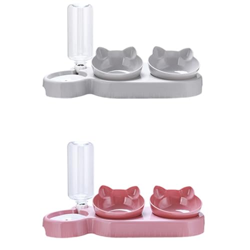 3-in-1 Katze Futternapf und Wassernapf Set, Katzennapf 3er Set, Doppel-Katzennäpfe mit Wasserspender für Haustiere, Futternapf und Wassernapf für Katzen und Kleine Hunde - 2 Set, B 3-in-1 Katze Futternapf und Wassernapf Set, Katzennapf 3er Set, Doppel-Katzennäpfe mit Wasserspender für Haustiere, Futternapf und Wassernapf für Katzen und Kleine Hunde - 2 Set, B von AidSci