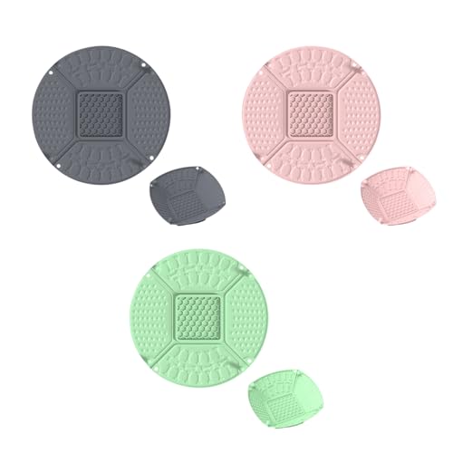 3er Set Silikon Schleckmatte für Katze [Upgrad großer Saugnapf] Leckmatte Hunde Slow Feeder, Faltbare Innovative Hund Lick Mat Haustier Futtermatten für Hundeleckerli & Katzenfutter (A, 22x22x1.8cm) von AidSci