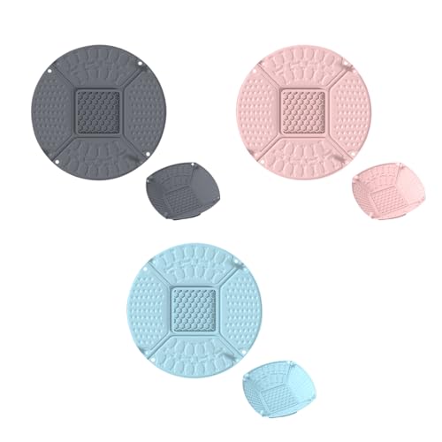 3er Set Silikon Schleckmatte für Katze [Upgrad großer Saugnapf] Leckmatte Hunde Slow Feeder, Faltbare Innovative Hund Lick Mat Haustier Futtermatten für Hundeleckerli & Katzenfutter (D, 22x22x1.8cm) von AidSci