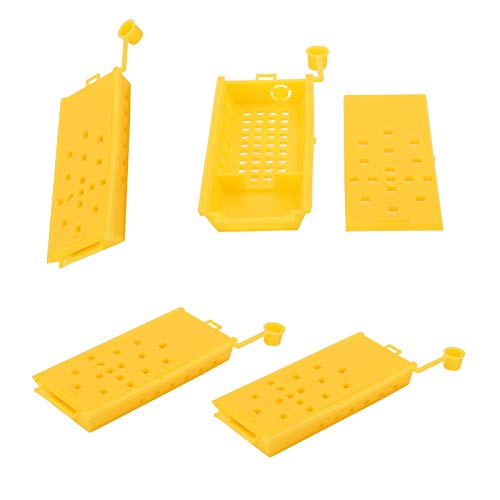 Aigid Bienenkönigin-Käfig, 20 Stück Bienenkönigin-Käfige Gelbe Kunststoff-Auffangbox Imkerei-Transportwerkzeug Imkerausrüstung von Aigid
