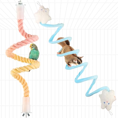 2-teiliges Zuckergleiter-Spielzeug, Farbverlauf, Vogel-Sitzstange, Ratten-Kletterspielzeug, Vogelkäfig-Zubehör-Set, elastische Zuckergleiter, Kletterseile, biegbare Papageien-Sitzstange 2-teiliges Zuckergleiter-Spielzeug, Farbverlauf, Vogel-Sitzstange, Ratten-Kletterspielzeug, Vogelkäfig-Zubehör-Set, elastische Zuckergleiter, Kletterseile, biegbare Papageien-Sitzstange von Aiieim