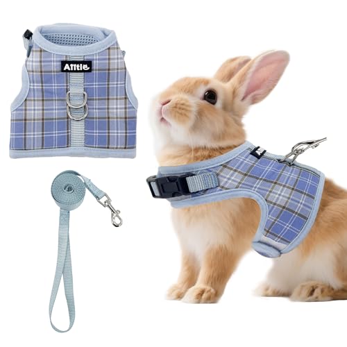 AIITLE Atmungsaktives Kaninchengeschirr und Leine, kariertes Muster, gepolsterte Weste mit Magic-Tape-Design, doppelte D-Ringe, verstellbar für kleine Tiere, Indoor-Outdoor-Training, Camping, Blau AIITLE Atmungsaktives Kaninchengeschirr und Leine, kariertes Muster, gepolsterte Weste mit Magic-Tape-Design, doppelte D-Ringe, verstellbar für kleine Tiere, Indoor-Outdoor-Training, Camping, Blau von Aiitle