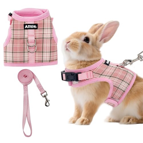 AIITLE Atmungsaktives Kaninchengeschirr und Leine, kariertes Muster, gepolsterte Weste mit Magic-Tape-Design, doppelte D-Ringe, verstellbar für kleine Tiere, Indoor-Outdoor-Training, Camping, Rosa AIITLE Atmungsaktives Kaninchengeschirr und Leine, kariertes Muster, gepolsterte Weste mit Magic-Tape-Design, doppelte D-Ringe, verstellbar für kleine Tiere, Indoor-Outdoor-Training, Camping, Rosa von Aiitle