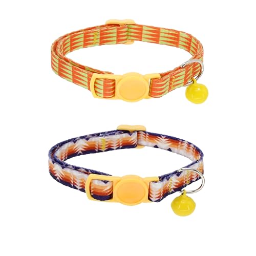 AIITLE Katzenhalsband, verstellbare und sichere Sicherheitsschnalle, ultraleichtes Design für den Innen- und Außenbereich, für Katzen, Orange, 2 Stück von Aiitle