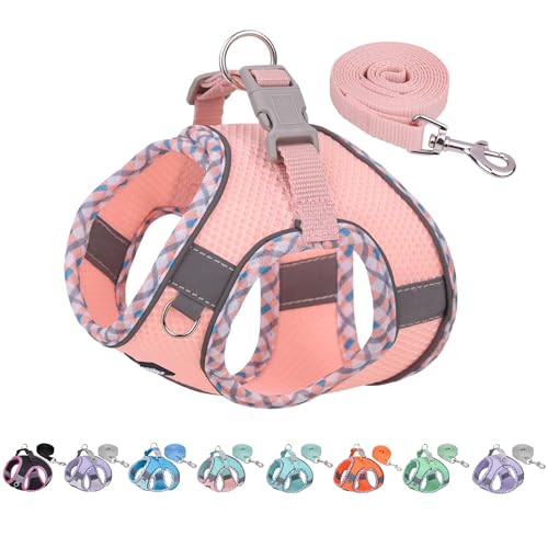 AIITLE No Pull Dog Vest Harness, All Weather Breathable Mesh, Reflective Stripes, Adjustable Escape Proof Pet Outdoor Harnesses for Medium Dogs Pink M von Aiitle