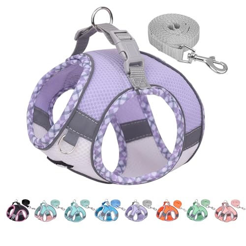 AIITLE No Pull Dog Vest Harness, All Weather Breathable Mesh, Reflective Stripes, Adjustable Escape Proof Pet Outdoor Harnesses for Medium Dogs Purple-White M von Aiitle