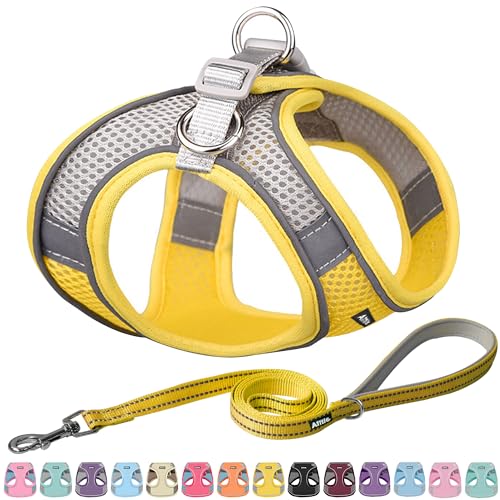 AIITLE Step in Dog Harness and Leash Set - No Pull Escape Proof Vest Harness with Soft Mesh and Reflective Bands, Adjustable Pet Outdoor Harnesses for Small and Medium Dogs Yellow M von Aiitle