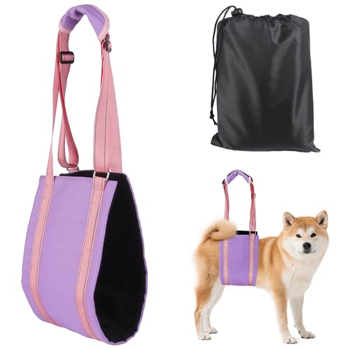 AIITLE Summer Dog Lift Harness - Verstellbares Netz-Schlinge mit reflektierenden Streifen & gepolsterten Griffen, Mobilitätshilfe bei Hüftdysplasie, CCL-Chirurgie, ältere Hunde (M, Lila) von Aiitle