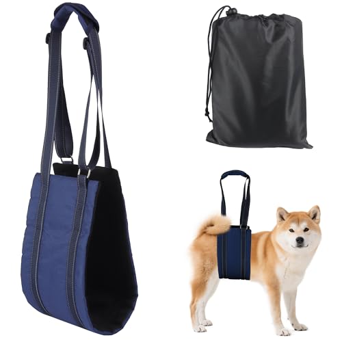 AIITLE Summer Dog Lift Harness - Verstellbares Netz-Tragetuch mit reflektierenden Streifen & gepolsterten Griffen, Mobilitätshilfe bei Hüftdysplasie, CCL-Operationen, ältere Hunde (M, Marineblau) von Aiitle