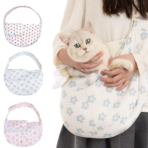 Blume Hundetasche für Kleine Hunde 5kg,Atmungsaktiv Hundetragetasche bis 10kg,Tragetasche Hund,Katzentragetasche (rosa, M) von Aikelai