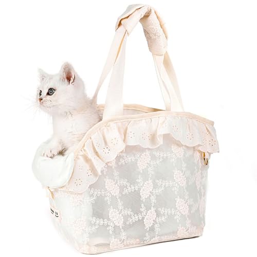 Spitze Hundetasche für Kleine Hunde 5kg,Atmungsaktiv Hunderucksack bis 5kg,Hundetransporttasche,Tragetasche Hund,Hunde Taschen für Kleine ﻿ (blau, L) von Aikelai