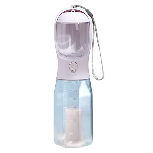 Ailan 3 in 1 Hundewasserflasche, 600 ml, auslaufsicherer Schüsselbehälter, segmentierter Kotspender für Reisen im Freien, Weiss von Ailan